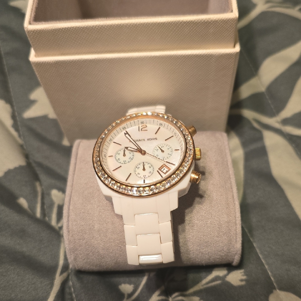 Michael Kors Gold and White Women's Watch